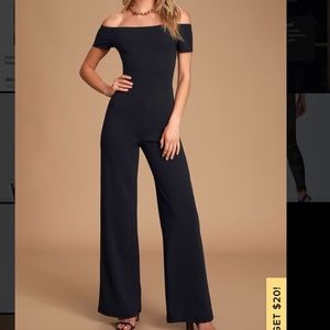 Lulu’s Off the Shoulder Black Jumpsuit - Small